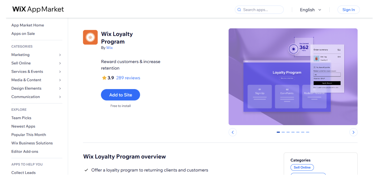 Wix Loyalty Program